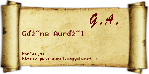 Güns Aurél névjegykártya